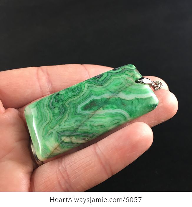 Rectangle Shaped Green Crazy Lace Agate Stone Jewelry Pendant - #2SCjoaE1RBk-3