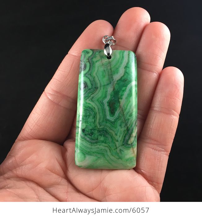 Rectangle Shaped Green Crazy Lace Agate Stone Jewelry Pendant - #2SCjoaE1RBk-1