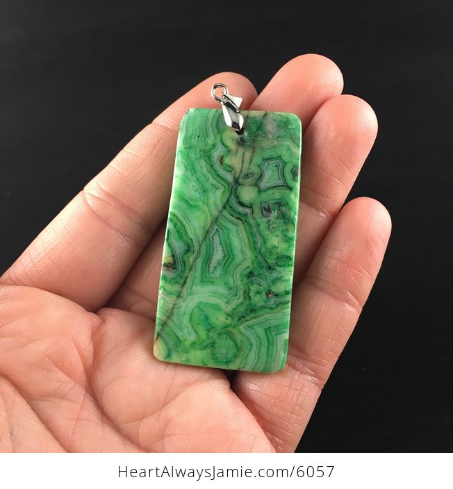 Rectangle Shaped Green Crazy Lace Agate Stone Jewelry Pendant - #2SCjoaE1RBk-6