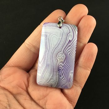 Rectangle Shaped Matte Purple Agate Stone Jewelry Pendant #OS6r0YDafuA