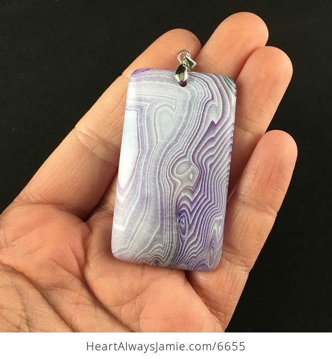 Rectangle Shaped Matte Purple Agate Stone Jewelry Pendant - #OS6r0YDafuA-1