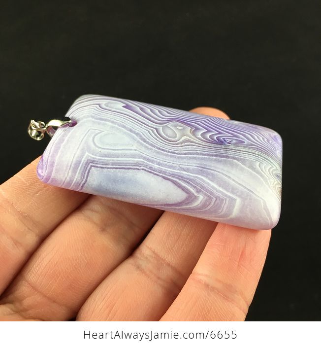 Rectangle Shaped Matte Purple Agate Stone Jewelry Pendant - #OS6r0YDafuA-4