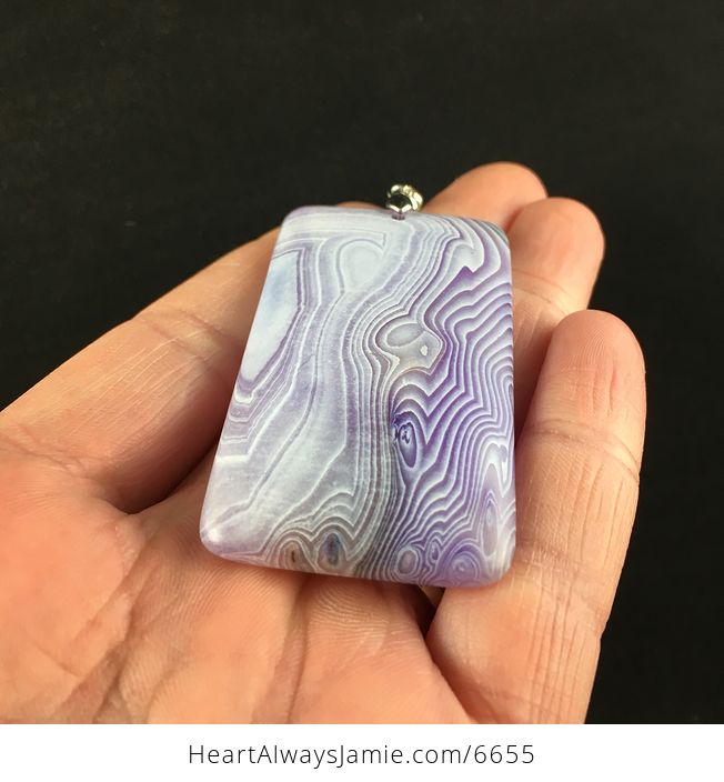 Rectangle Shaped Matte Purple Agate Stone Jewelry Pendant - #OS6r0YDafuA-2