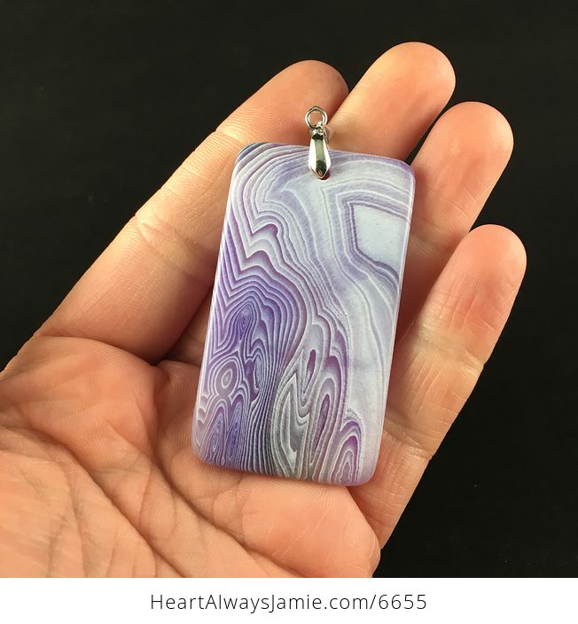 Rectangle Shaped Matte Purple Agate Stone Jewelry Pendant - #OS6r0YDafuA-6