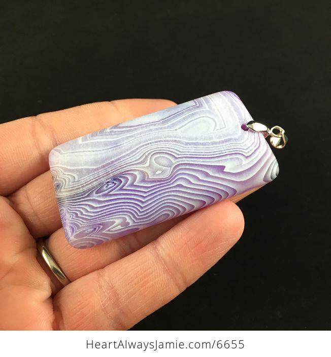 Rectangle Shaped Matte Purple Agate Stone Jewelry Pendant - #OS6r0YDafuA-3