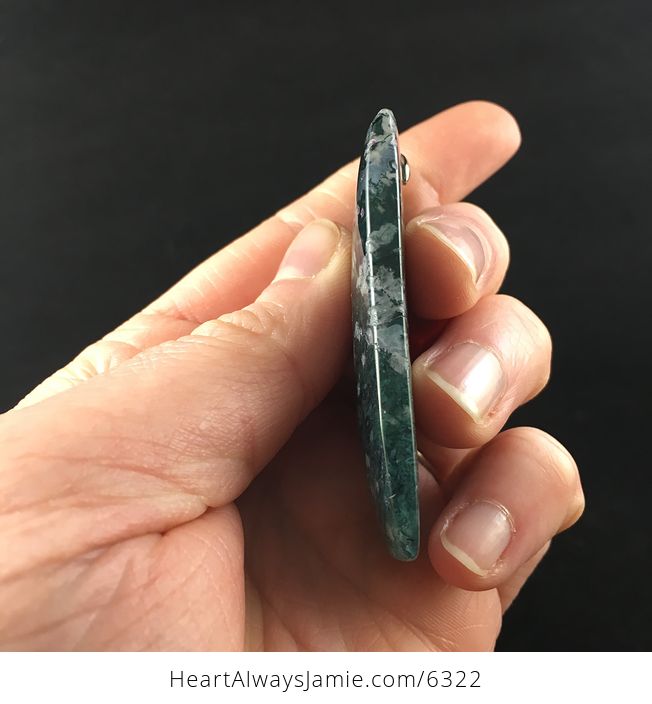 Rectangle Shaped Moss Agate Stone Jewelry Pendant - #otbWJTPnJqs-5