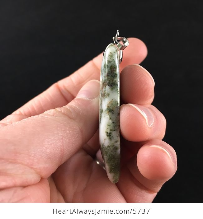 Rectangle Shaped Moss Tree Agate Stone Jewelry Pendant - #7oOJTHOWcFo-5