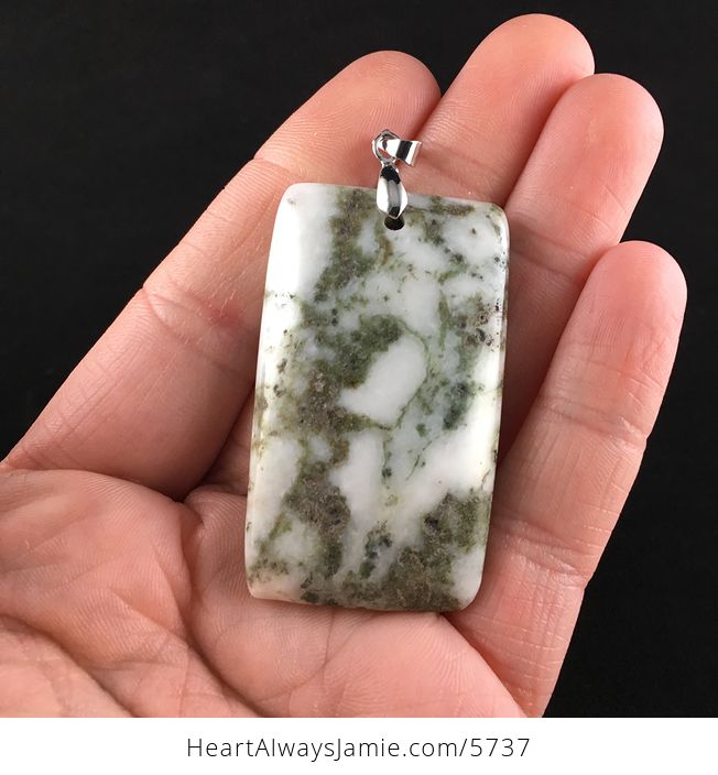 Rectangle Shaped Moss Tree Agate Stone Jewelry Pendant - #7oOJTHOWcFo-1