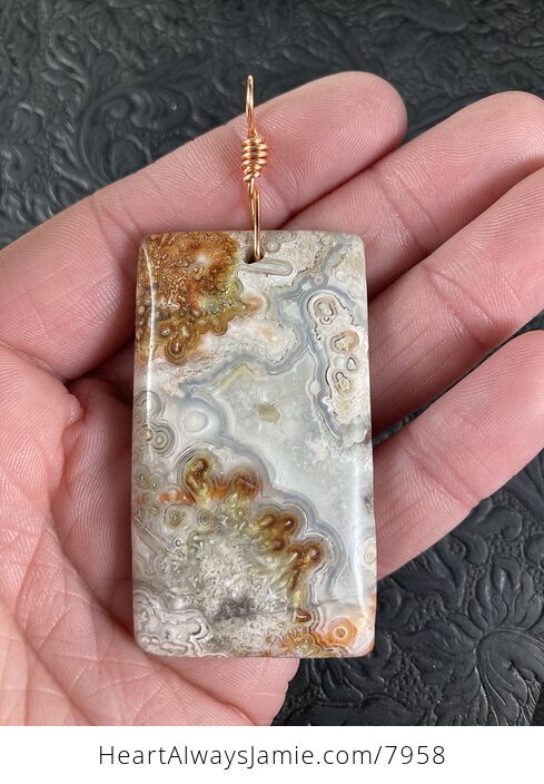 Rectangle Shaped Natural Crazy Lace Mexican Agate Stone Jewelry Pendant - #E61kzDfku7w-1