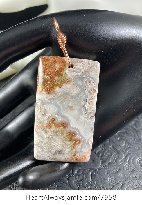 Rectangle Shaped Natural Crazy Lace Mexican Agate Stone Jewelry Pendant - #E61kzDfku7w-2