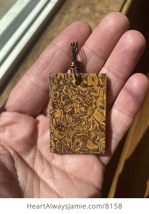 Rectangle Shaped Natural Elephant Skin Jasper Calligraphy Stone Jewelry Pendant - #TyOWoNfsHpc-1