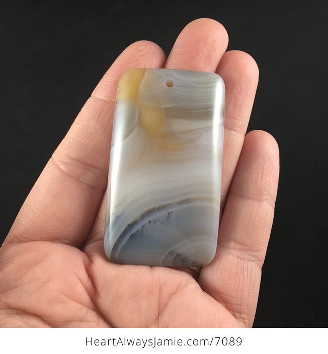 Rectangle Shaped Natural Scenic Agate Stone Jewelry Pendant - #5jr2AyWpl50-1