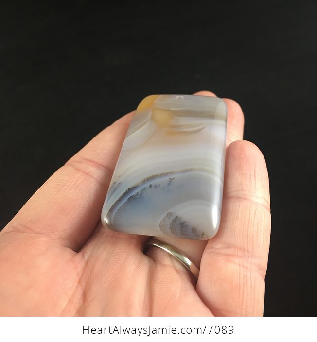 Rectangle Shaped Natural Scenic Agate Stone Jewelry Pendant - #5jr2AyWpl50-2