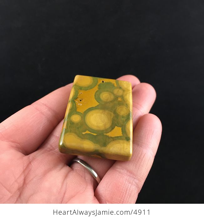 Rectangle Shaped Orange and Green Ocean Jasper Stone Pendant - #XhX2locF3ck-2