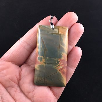 Rectangle Shaped Picasso Jasper Stone Jewelry Pendant #ARe6ByQiiPY