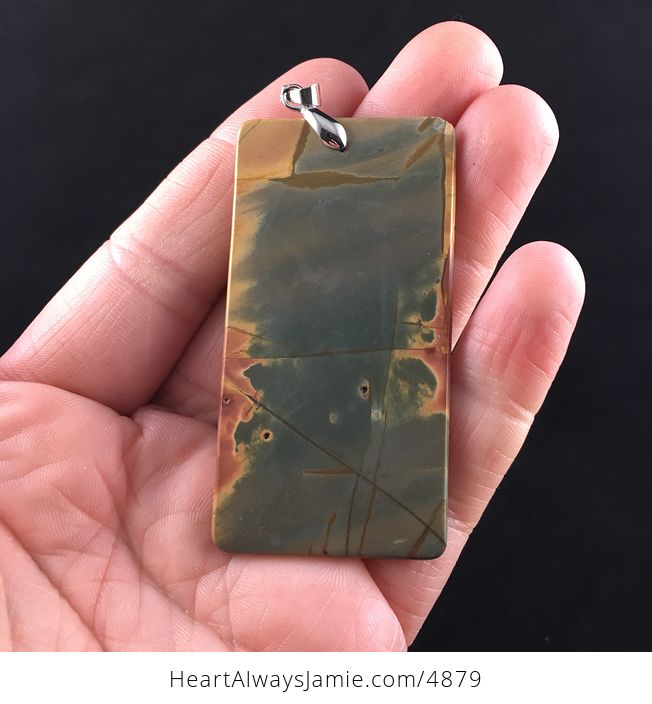 Rectangle Shaped Picasso Jasper Stone Jewelry Pendant - #ARe6ByQiiPY-5