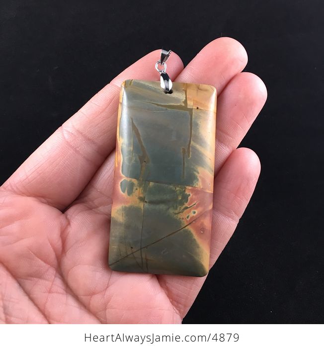 Rectangle Shaped Picasso Jasper Stone Jewelry Pendant - #ARe6ByQiiPY-1