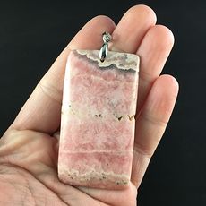 Rectangle Shaped Pink Argentine Rhodochrosite Stone Jewelry Pendant #CBr6YFmOxDg