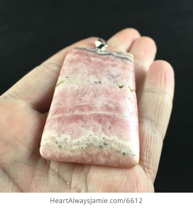Rectangle Shaped Pink Argentine Rhodochrosite Stone Jewelry Pendant - #CBr6YFmOxDg-2