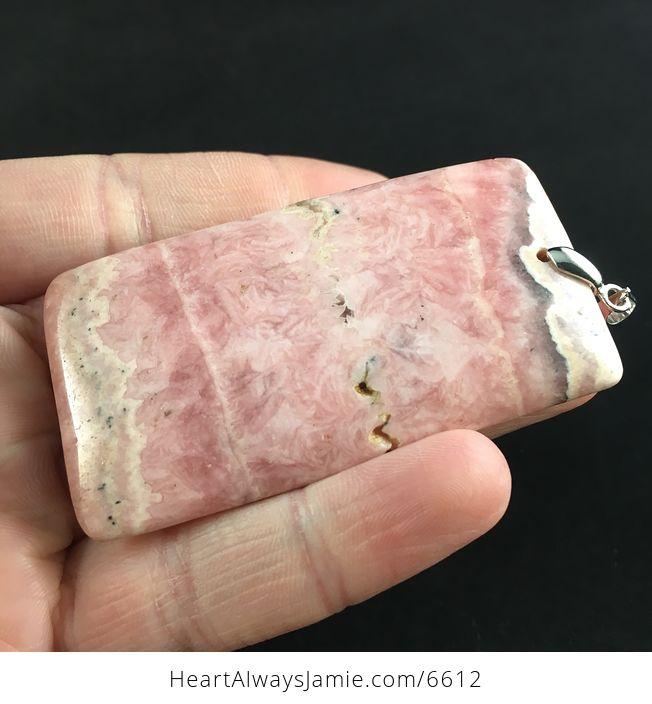 Rectangle Shaped Pink Argentine Rhodochrosite Stone Jewelry Pendant - #CBr6YFmOxDg-3
