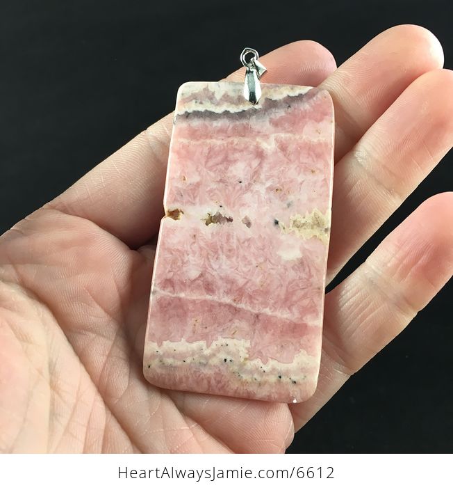 Rectangle Shaped Pink Argentine Rhodochrosite Stone Jewelry Pendant - #CBr6YFmOxDg-6