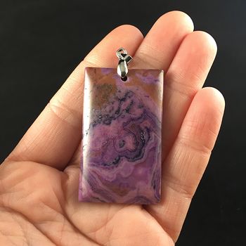 Rectangle Shaped Purple Crazy Lace Agate Stone Jewelry Pendant #Bd3EDVO0EzY