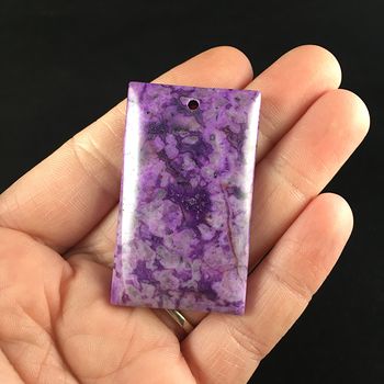 Rectangle Shaped Purple Crazy Lace Agate Stone Jewelry Pendant #Wnuztsr5fJ4