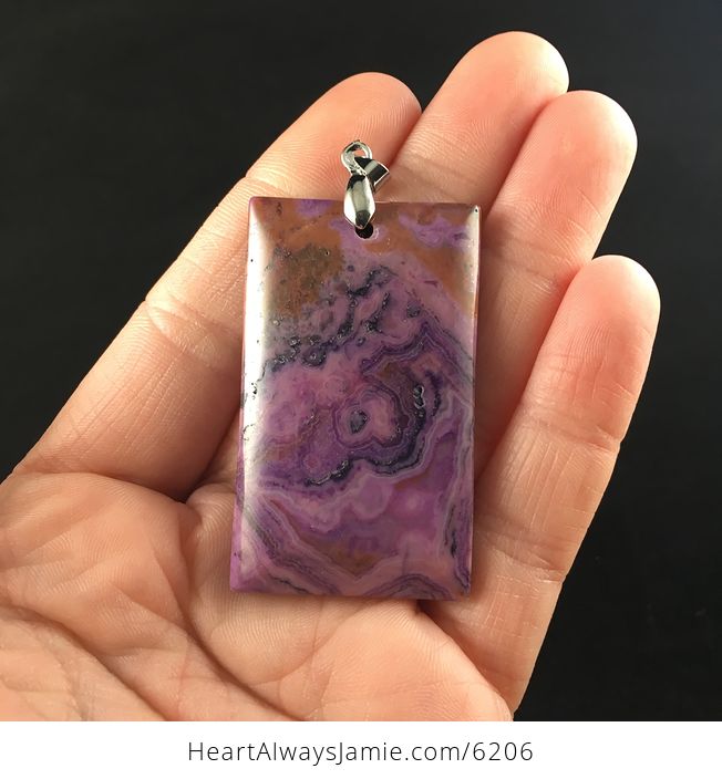 Rectangle Shaped Purple Crazy Lace Agate Stone Jewelry Pendant - #Bd3EDVO0EzY-1