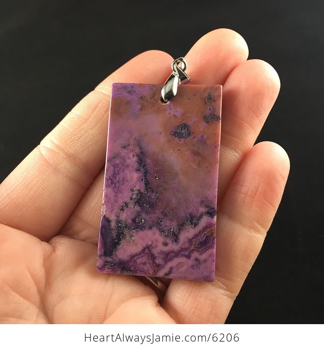 Rectangle Shaped Purple Crazy Lace Agate Stone Jewelry Pendant - #Bd3EDVO0EzY-6