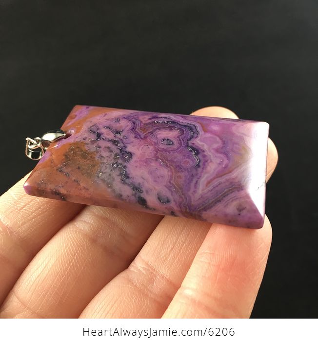 Rectangle Shaped Purple Crazy Lace Agate Stone Jewelry Pendant - #Bd3EDVO0EzY-4