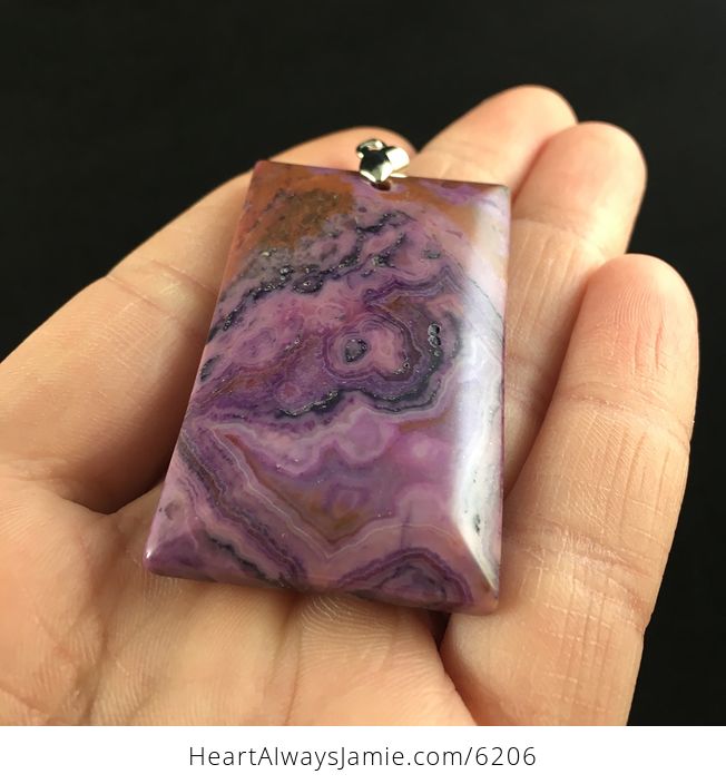 Rectangle Shaped Purple Crazy Lace Agate Stone Jewelry Pendant - #Bd3EDVO0EzY-2