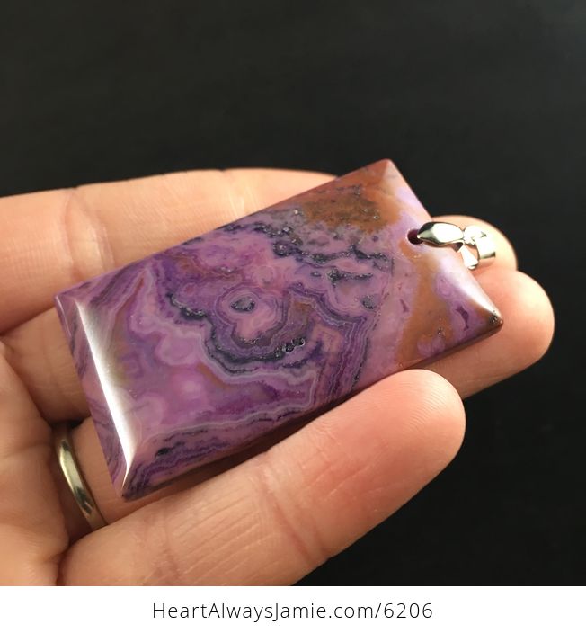 Rectangle Shaped Purple Crazy Lace Agate Stone Jewelry Pendant - #Bd3EDVO0EzY-3