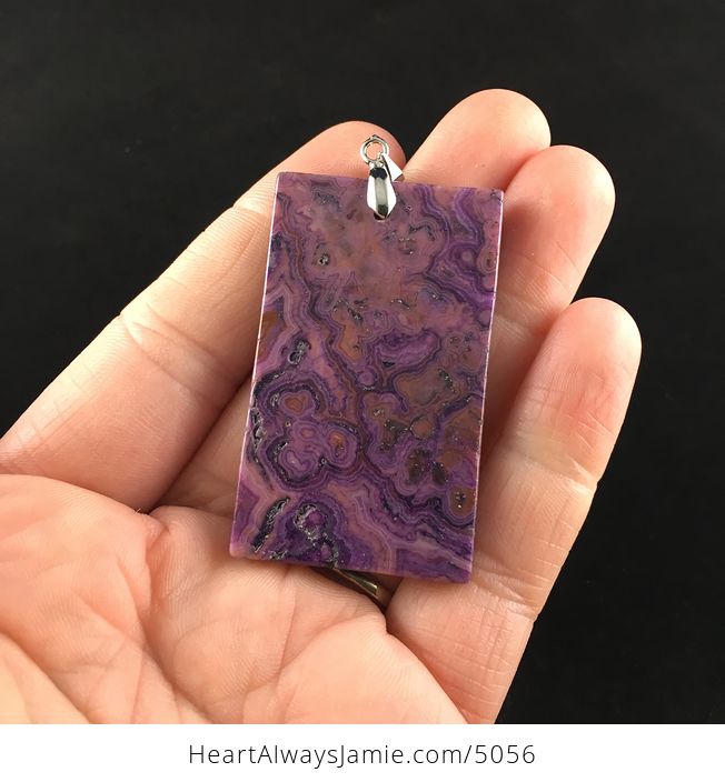 Rectangle Shaped Purple Crazy Lace Agate Stone Jewelry Pendant - #OnpU0SKY7f0-6