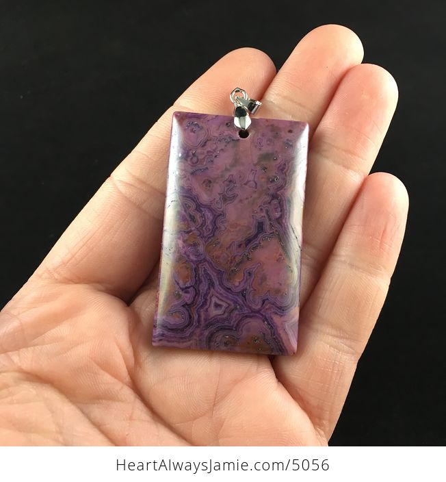Rectangle Shaped Purple Crazy Lace Agate Stone Jewelry Pendant - #OnpU0SKY7f0-1