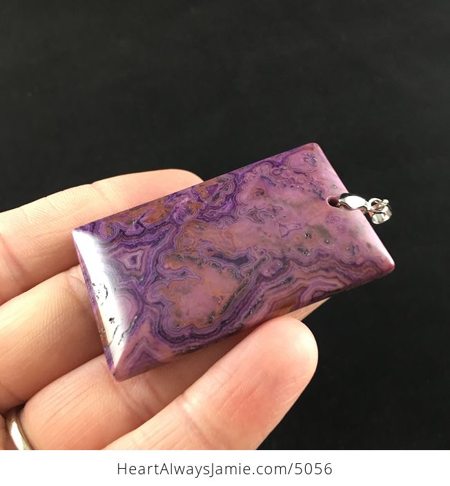 Rectangle Shaped Purple Crazy Lace Agate Stone Jewelry Pendant - #OnpU0SKY7f0-3