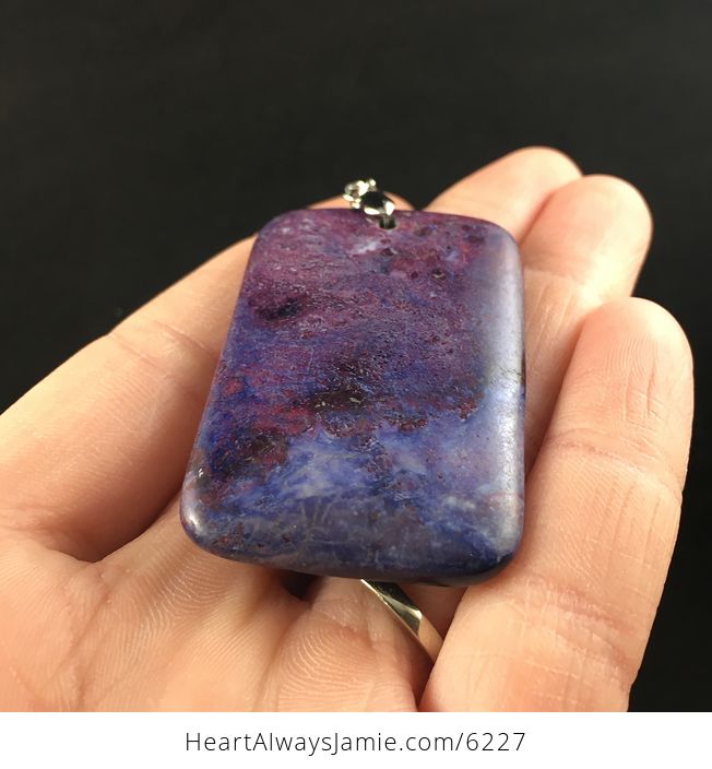 Rectangle Shaped Purple Jasper Stone Jewelry Pendant - #3juuNbzx48o-2