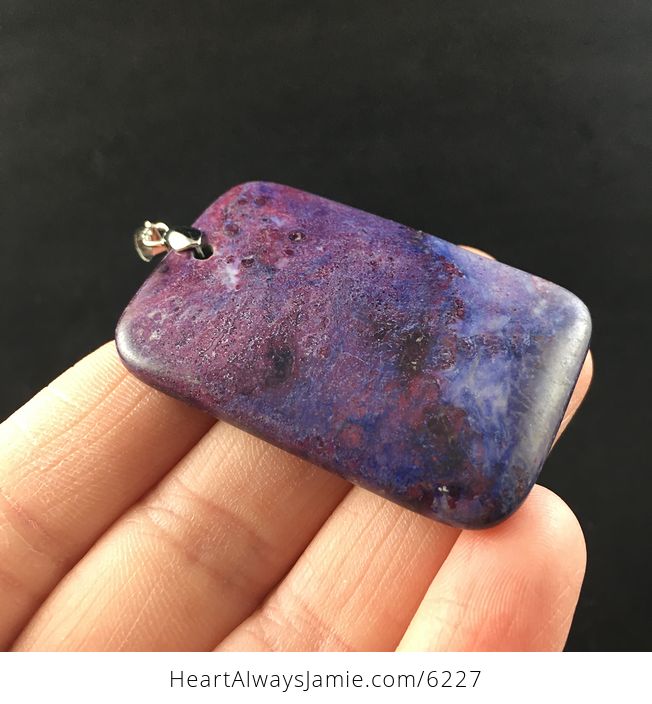 Rectangle Shaped Purple Jasper Stone Jewelry Pendant - #3juuNbzx48o-4