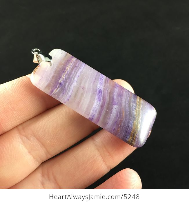 Rectangle Shaped Purple Lace Chalcedony Stone Jewelry Pendant - #yvCAVlmRTpE-4