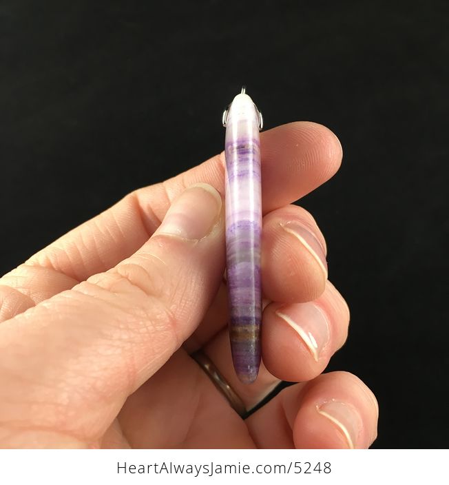 Rectangle Shaped Purple Lace Chalcedony Stone Jewelry Pendant - #yvCAVlmRTpE-5