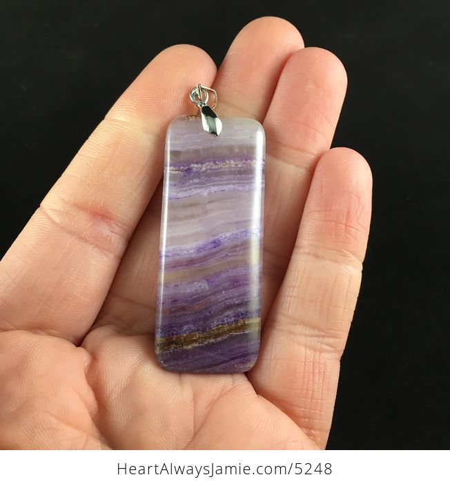 Rectangle Shaped Purple Lace Chalcedony Stone Jewelry Pendant - #yvCAVlmRTpE-1
