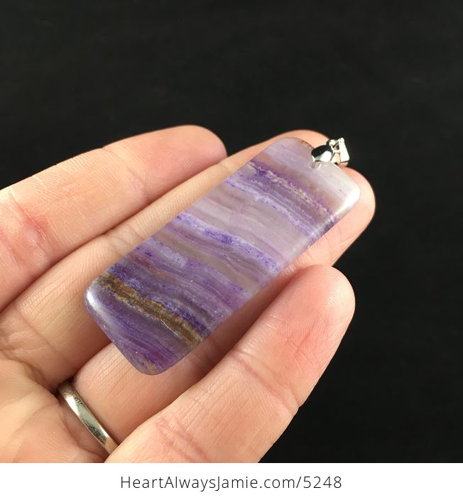 Rectangle Shaped Purple Lace Chalcedony Stone Jewelry Pendant - #yvCAVlmRTpE-3