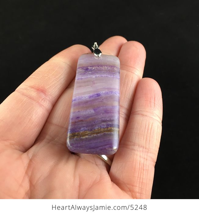 Rectangle Shaped Purple Lace Chalcedony Stone Jewelry Pendant - #yvCAVlmRTpE-2