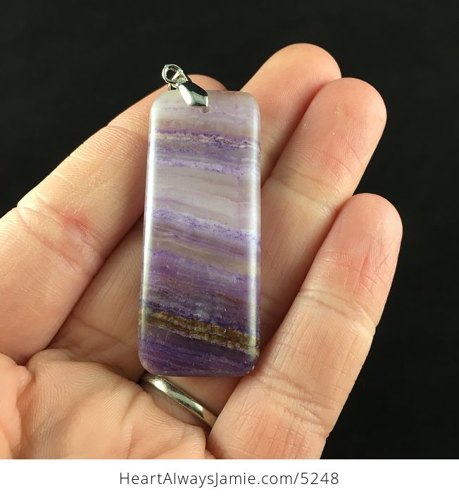 Rectangle Shaped Purple Lace Chalcedony Stone Jewelry Pendant - #yvCAVlmRTpE-6