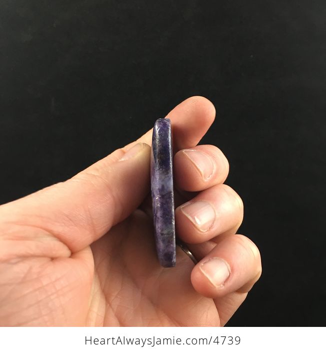 Rectangle Shaped Purple Lepidolite Stone Jewelry Pendant - #LqmqNCfPhR8-4