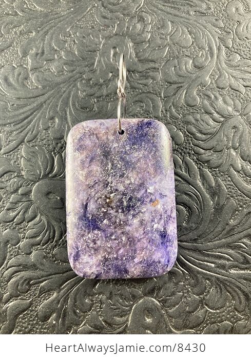 Rectangle Shaped Purple Lepidolite Stone Jewelry Pendant Ornament - #aIw2RWJaxN0-2