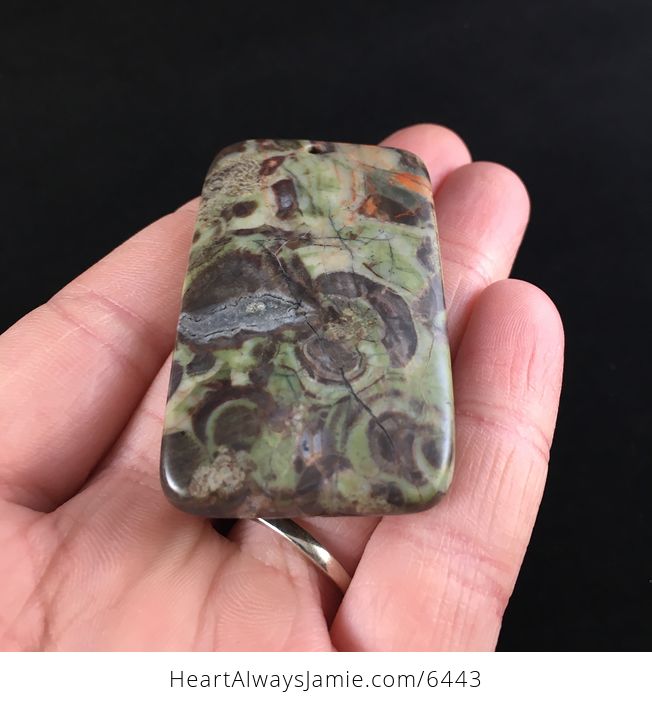 Rectangle Shaped Rainforest Jasper Stone Jewelry Pendant - #QX1lNGPfChs-2