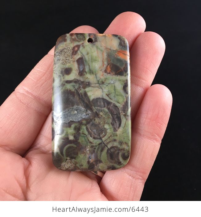 Rectangle Shaped Rainforest Jasper Stone Jewelry Pendant - #QX1lNGPfChs-1