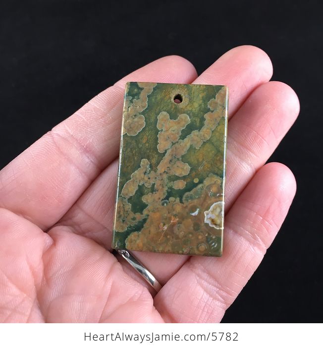 Rectangle Shaped Rainforest Jasper Stone Jewelry Pendant - #R0WFnXi25PE-6