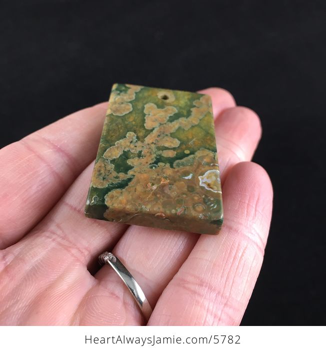 Rectangle Shaped Rainforest Jasper Stone Jewelry Pendant - #R0WFnXi25PE-7