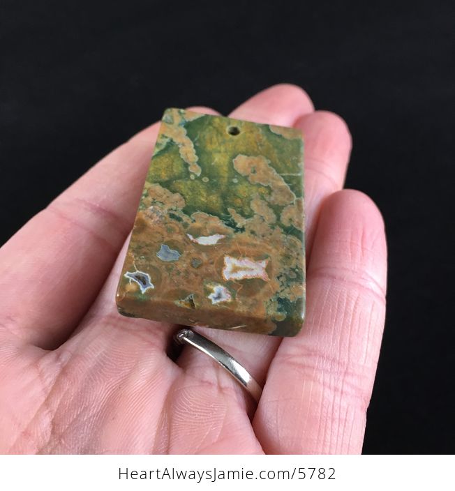 Rectangle Shaped Rainforest Jasper Stone Jewelry Pendant - #R0WFnXi25PE-2